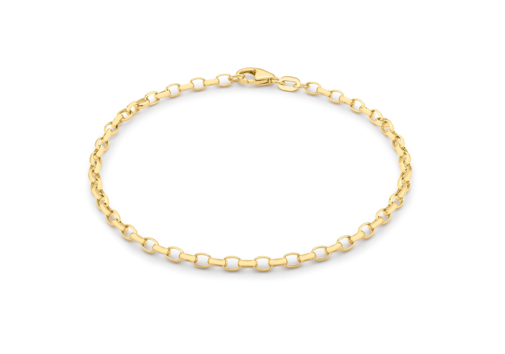 9ct Yellow Gold 100 Oval Belcher Bracelet 19m/7.5"9