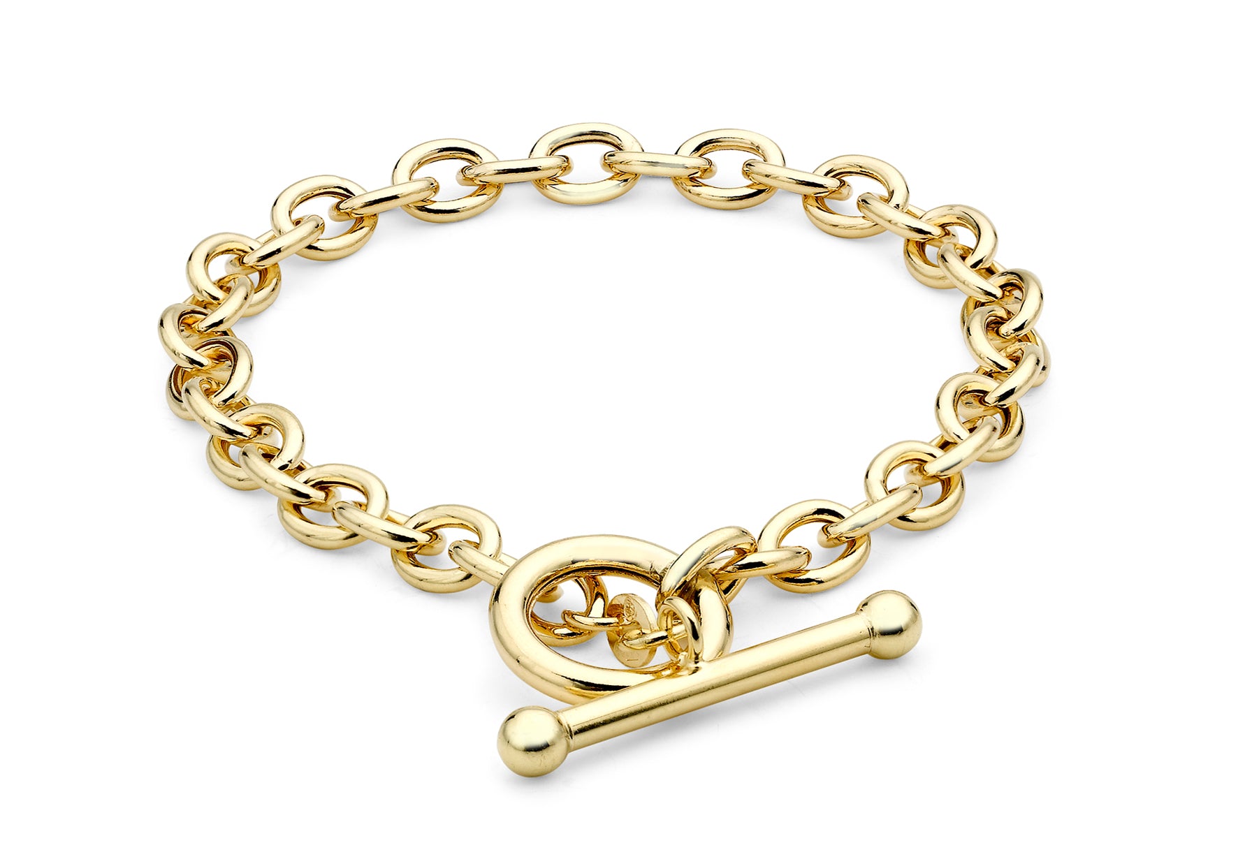 9ct Yellow Gold 6mm Oval Link Belcher T-Bar Bracelet