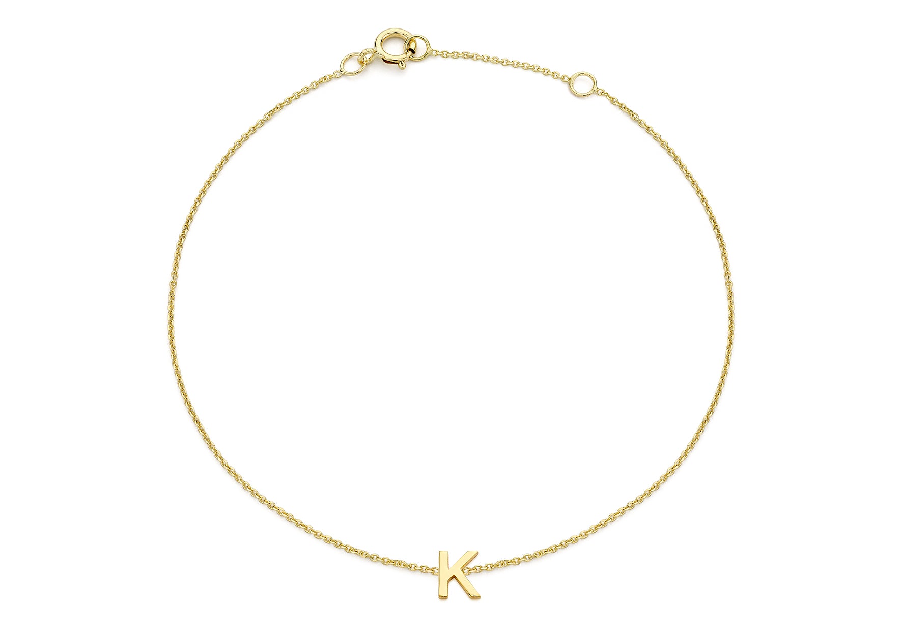 9ct Yellow Gold Initial Letter Bracelet