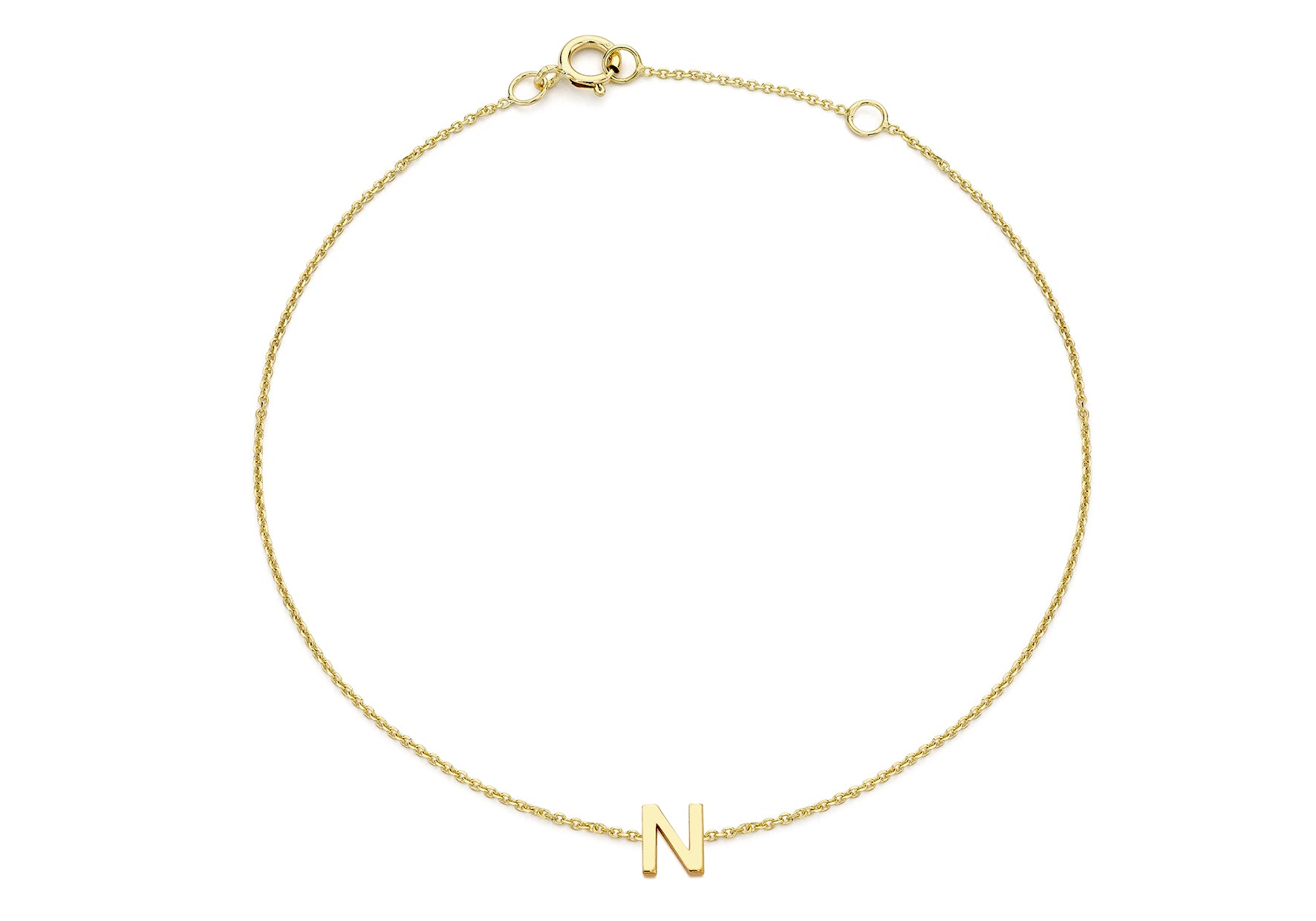 9ct Yellow Gold Initial Letter Bracelet