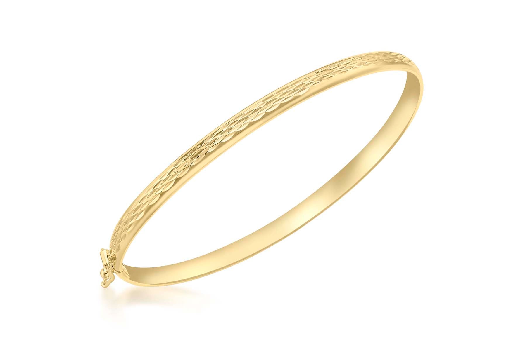 9ct Yellow Gold Diamond Cut Bangle