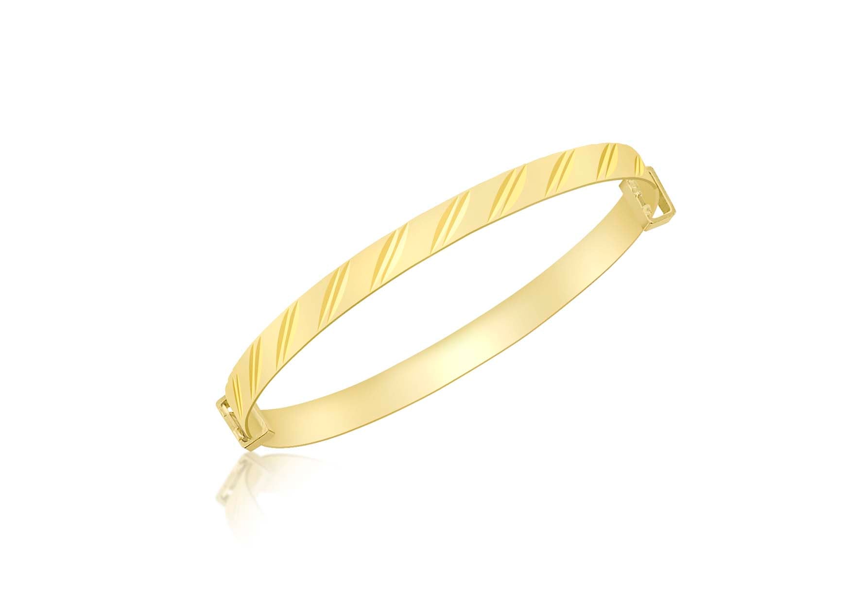 9ct Yellow Gold Diamond Cut Double Oblique Expandable Baby Bangle