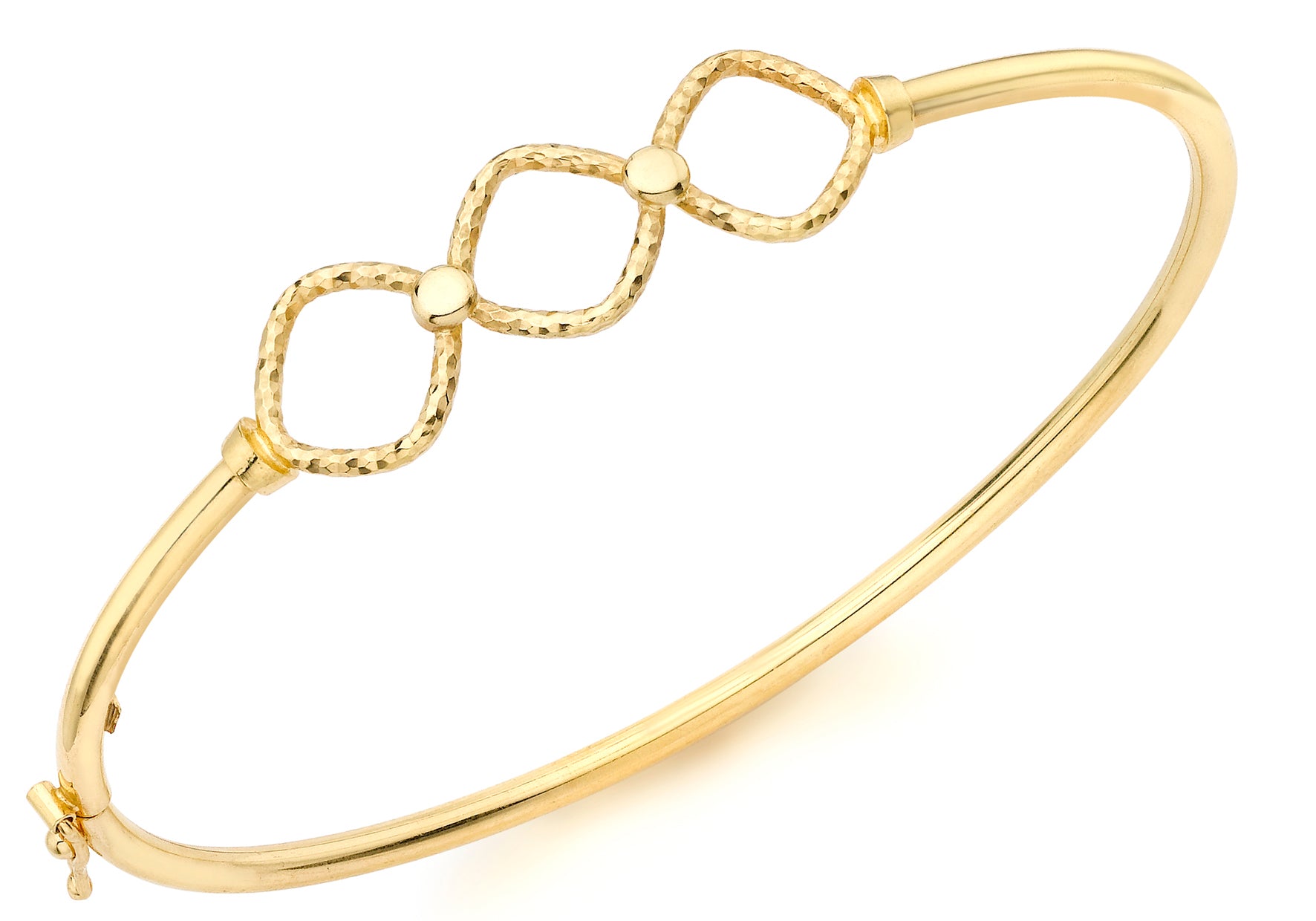 9ct Yellow Gold Diamond Cut Detail Bangle