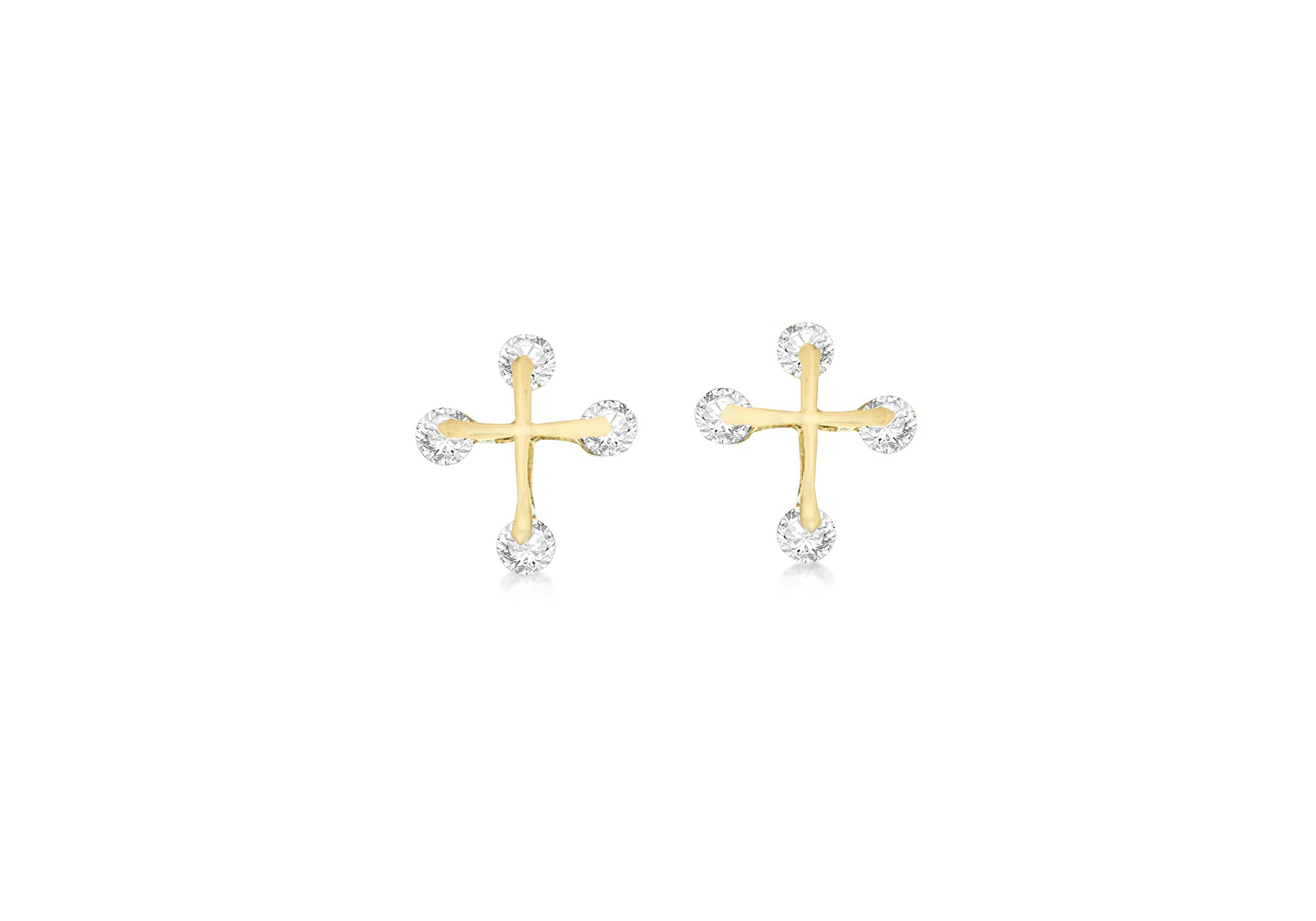 9ct Yellow Gold Zirconia Cross Stud Earrings