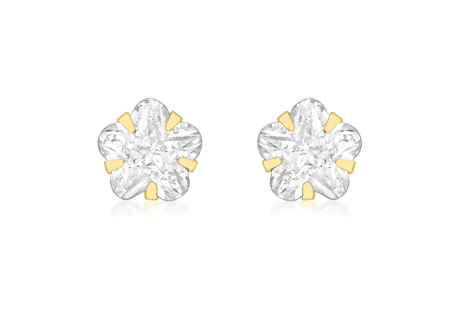 9ct Yellow Gold Zirconia 5mm x 5mm Flower Stud Earrings