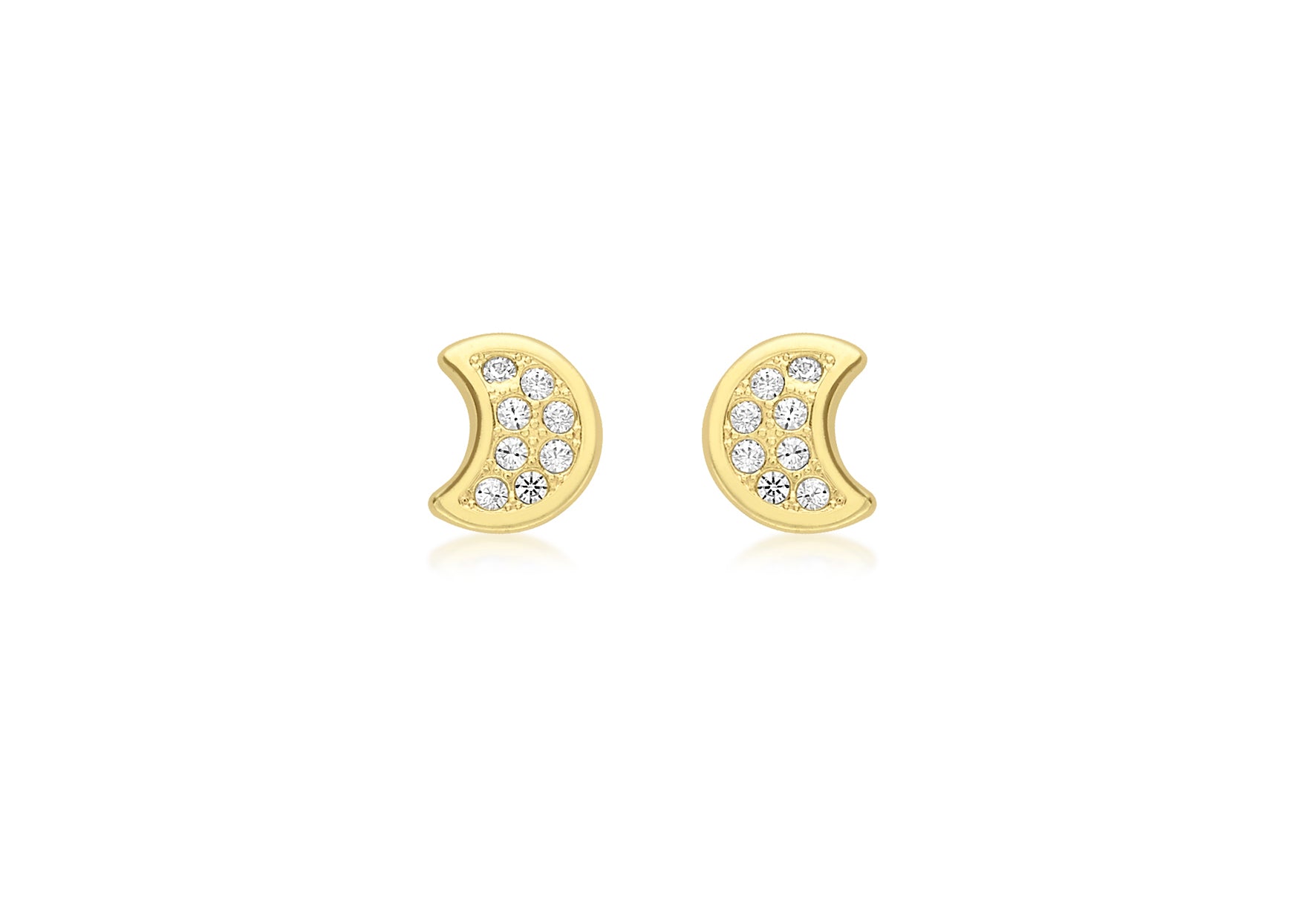 9ct Yellow Gold Zirconia Moon Stud Earrings