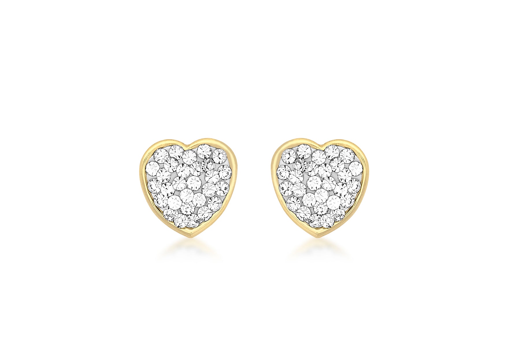 9ct Yellow Gold Zirconia 7mm x 7mm Heart Stud Earrings