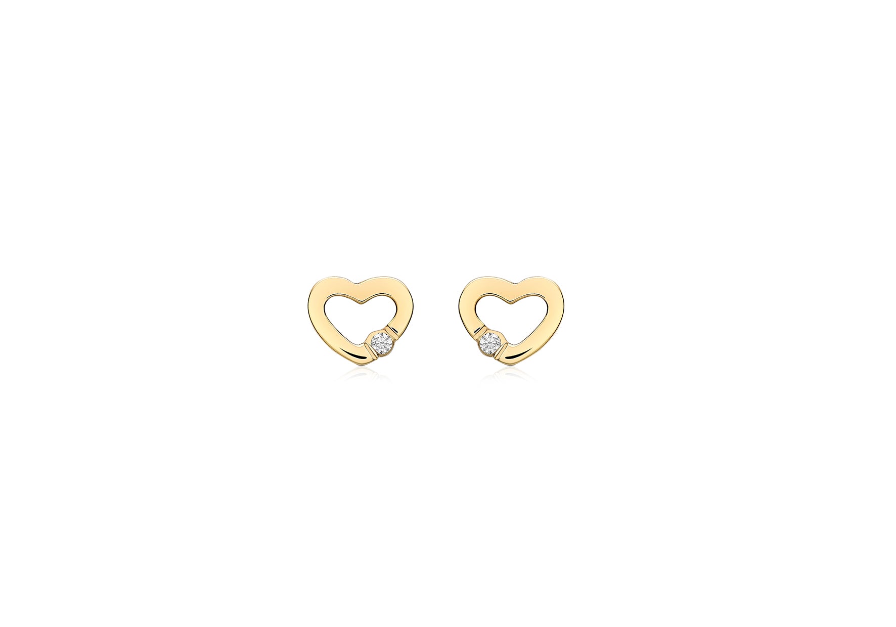 9ct Yellow Gold Zirconia 6.8mm x 5.5mm Open-Heart Stud Earrings