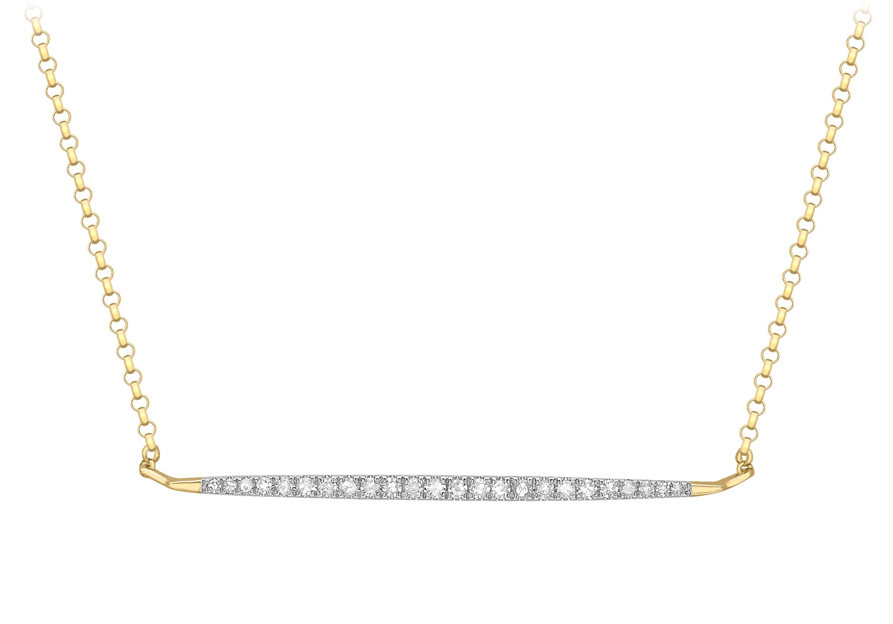 9ct Yellow Gold 0.15t Diamond Bar Adjustable Necklet 41m/16"-46m/18"9