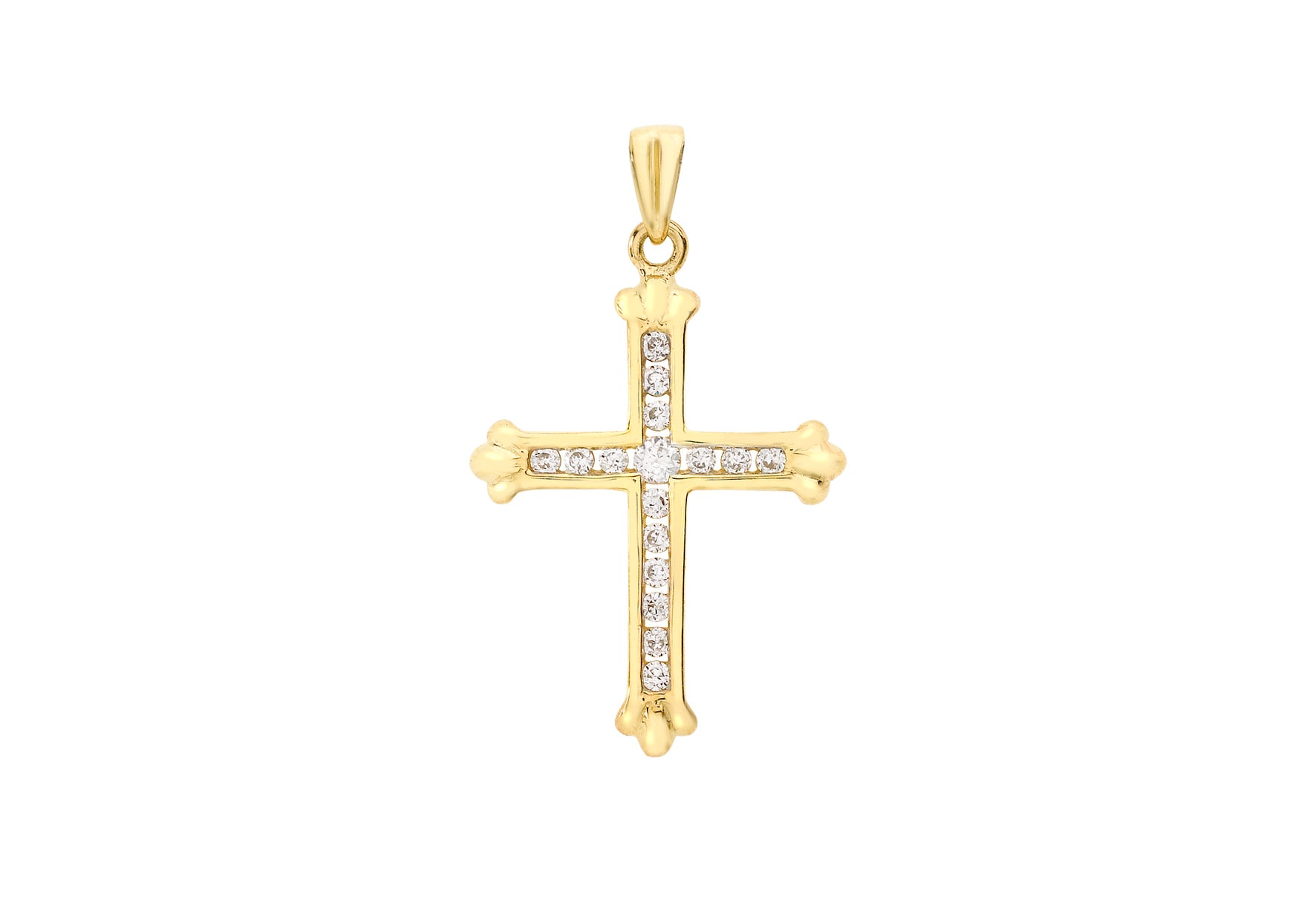 9ct Yellow Gold Zirconia 16mm x 22mm Cross Pendant