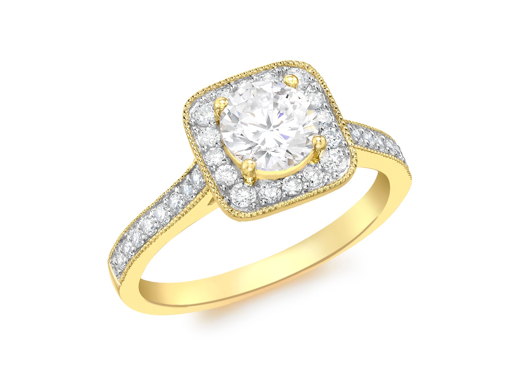 9ct Yellow Gold Square Zirconia Cluster Ring