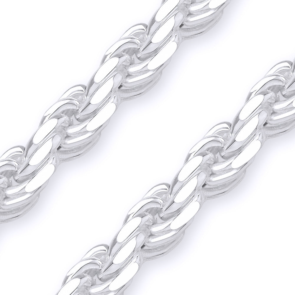 Sterling Silver Solid 100 Diamond Cut Rope Chain