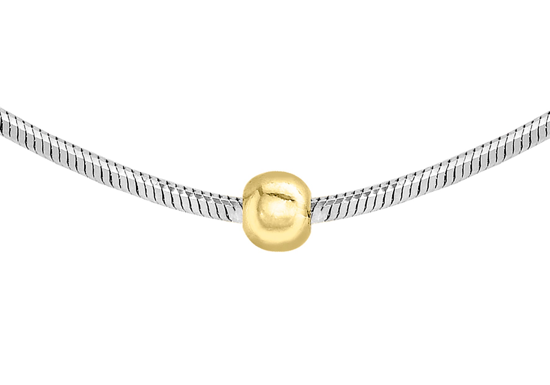 9ct Two-Tone Gold Ball Hexad Snake Chain Necklace