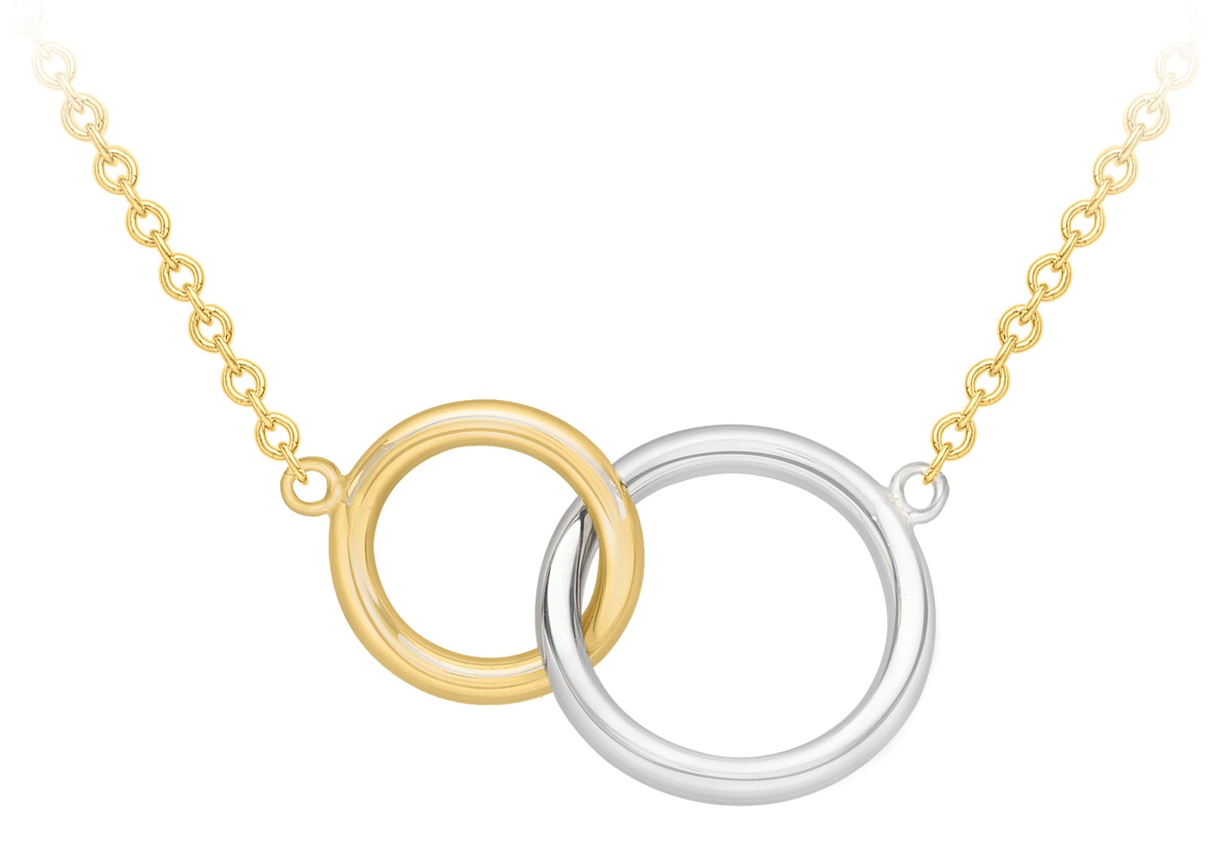 9ct 2-Colour Gold Linked Rings Adjustable Necklace 43m/17"-46m/18"9