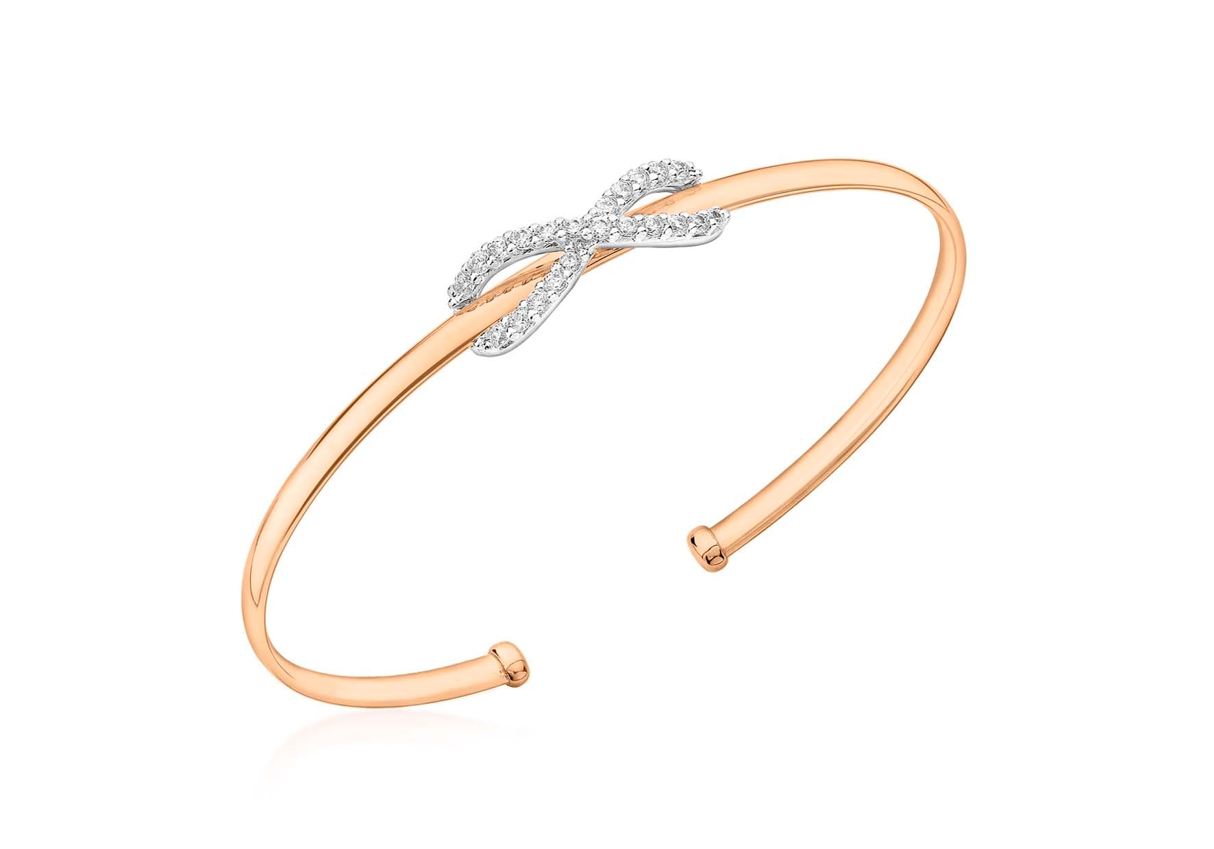9ct 2-Tone Gold Zirconia 'Figure 8' Torque Bangle