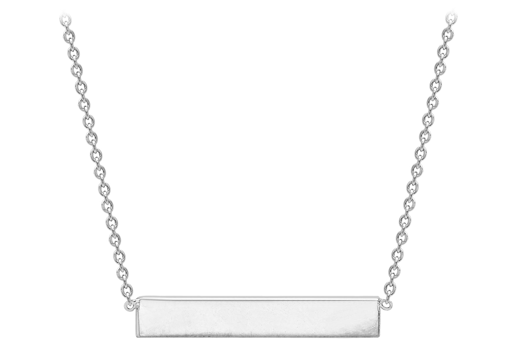 9ct White Gold 22mm x 3mm Horizontal Bar Pendant Adjustable Necklace 41m/16"-43m/17"9