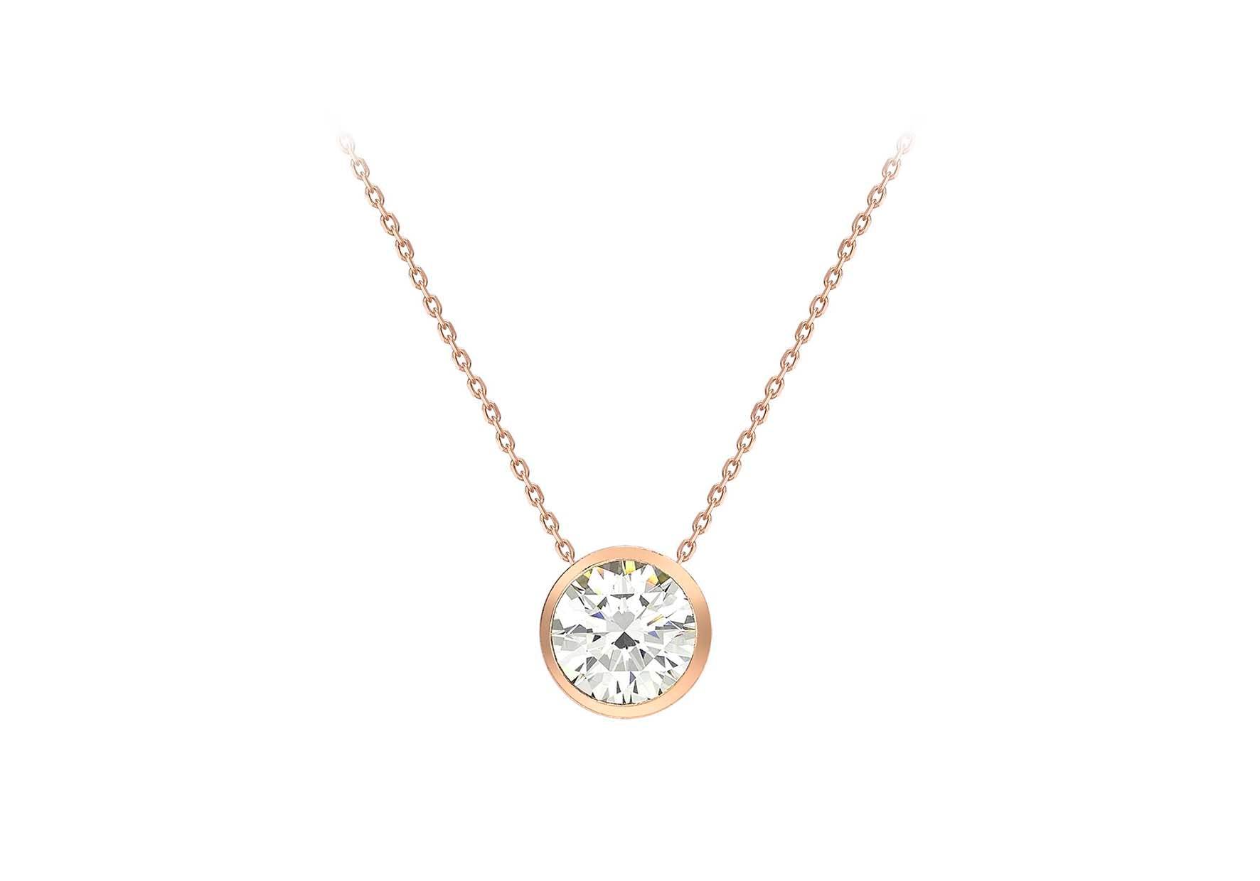 9ct Rose Gold Zirconia 6.7mm Slider Adjustable Necklace 41m/16"-46m/18"9