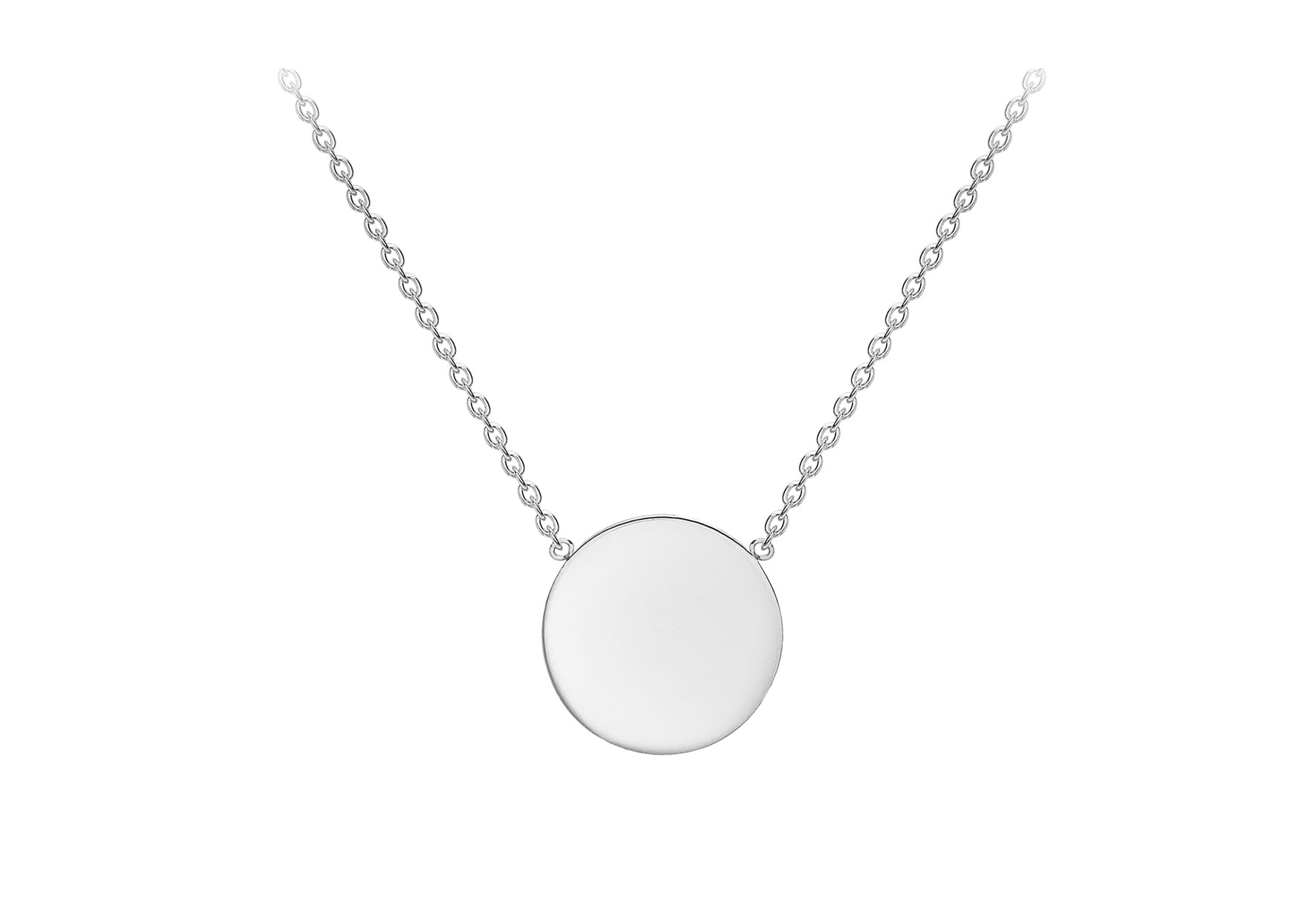 9ct White Gold 10mm Disc Adjustable Necklace 41m/16"-43m/17"9