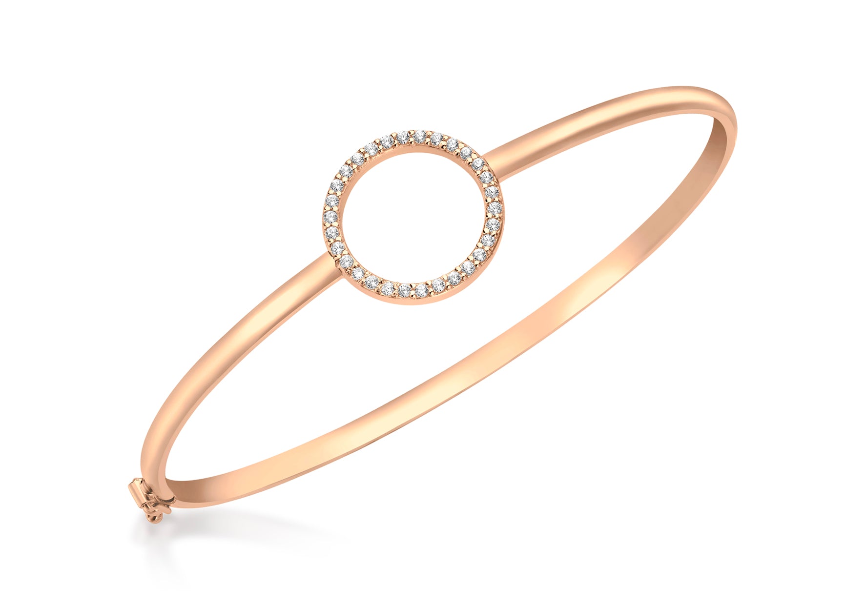 9ct Rose Gold Zirconia  16mm Ring Bangle