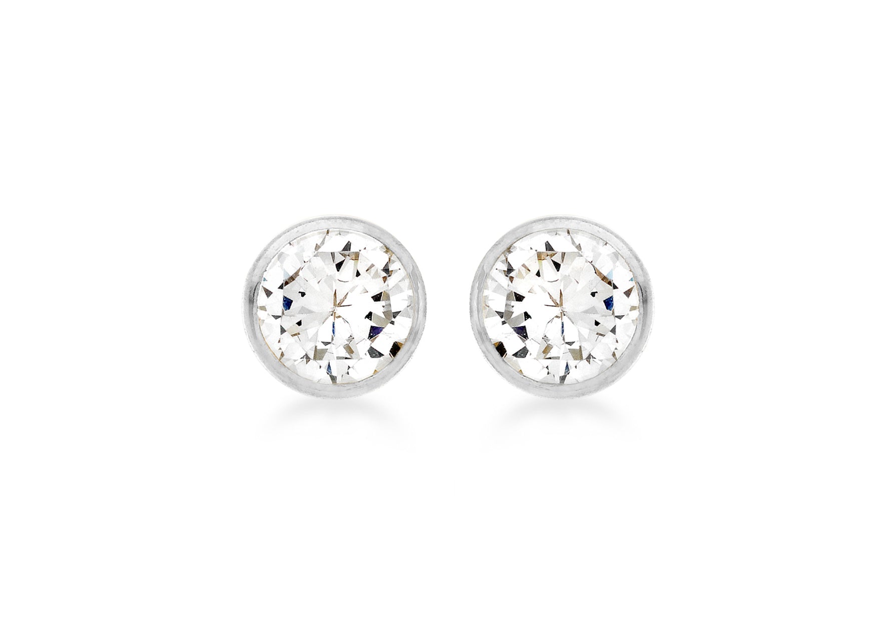 9ct White Gold 4mm Zirconia Round Stud Earrings