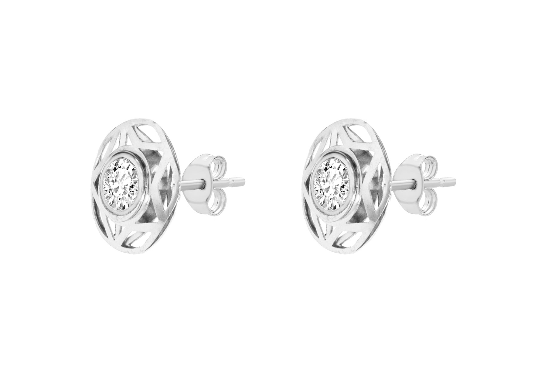 9ct White Gold 10mm Zirconia and Star Stud Earrings