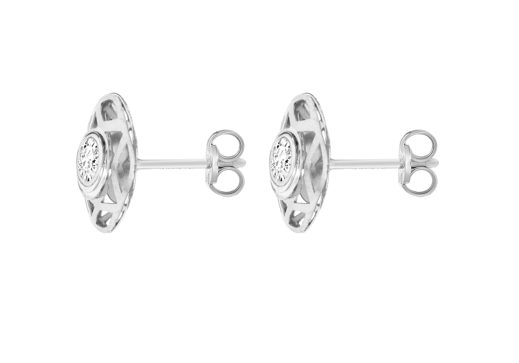 9ct White Gold 10mm Zirconia and Star Stud Earrings