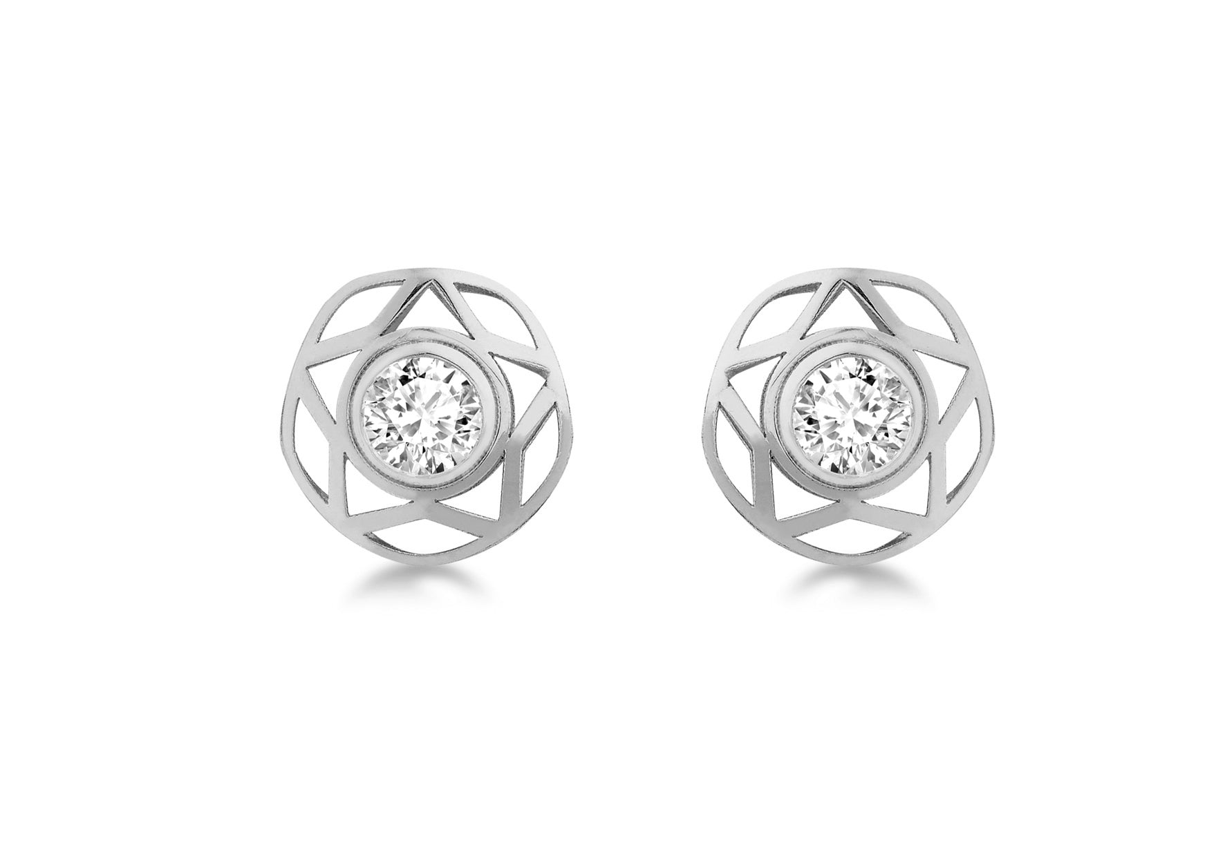 9ct White Gold 10mm Zirconia and Star Stud Earrings