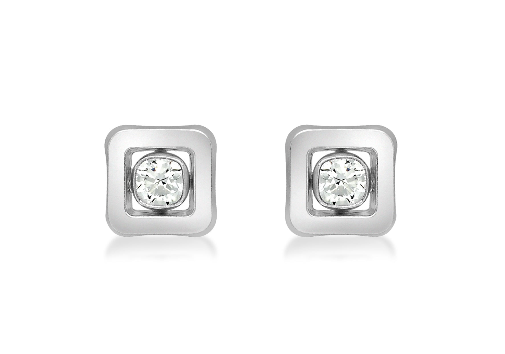 9ct White Gold Zirconia 5mm x 5mm Square Stud Earrings