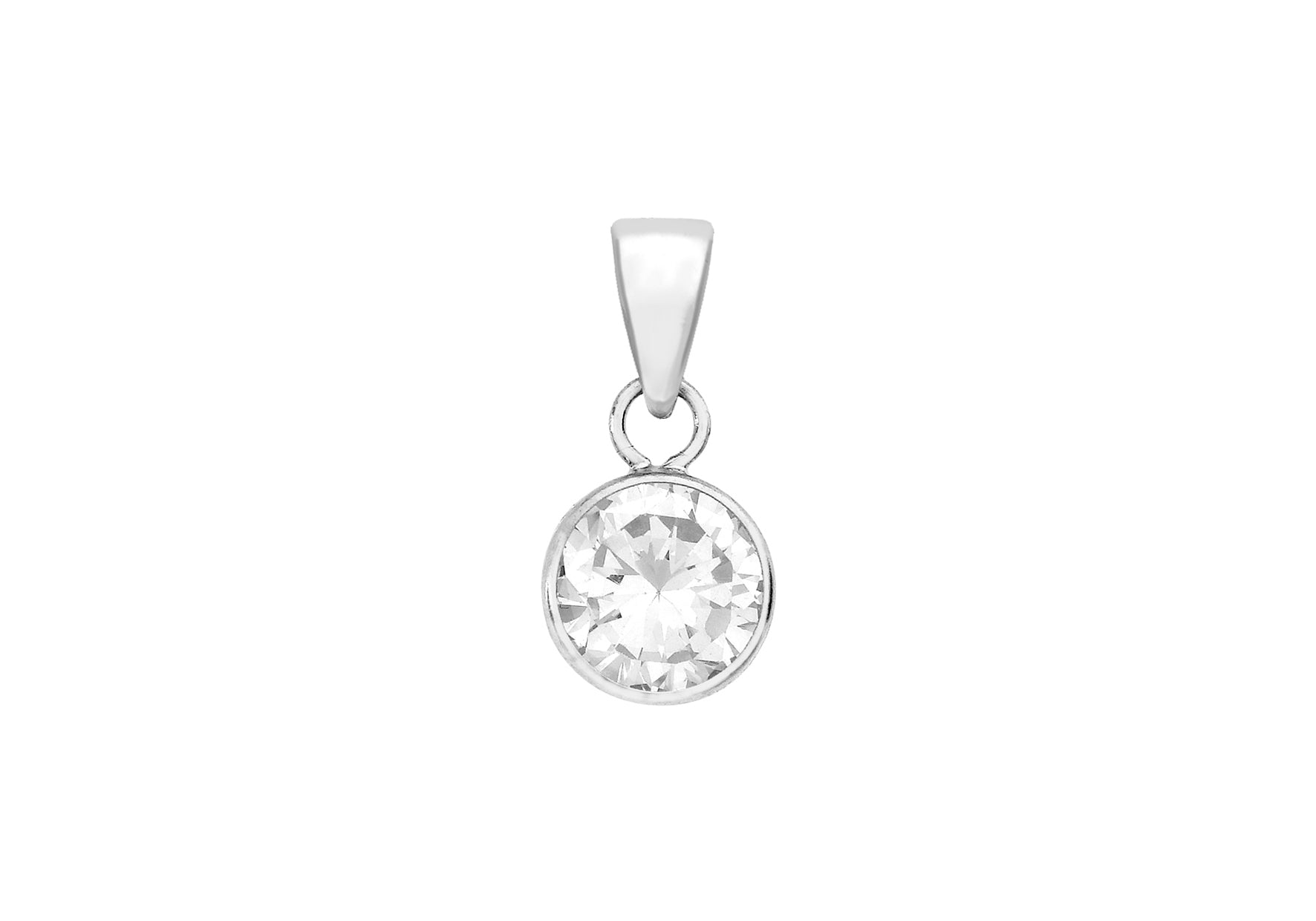 9ct White Gold 7mm Zirconia Round Pendant