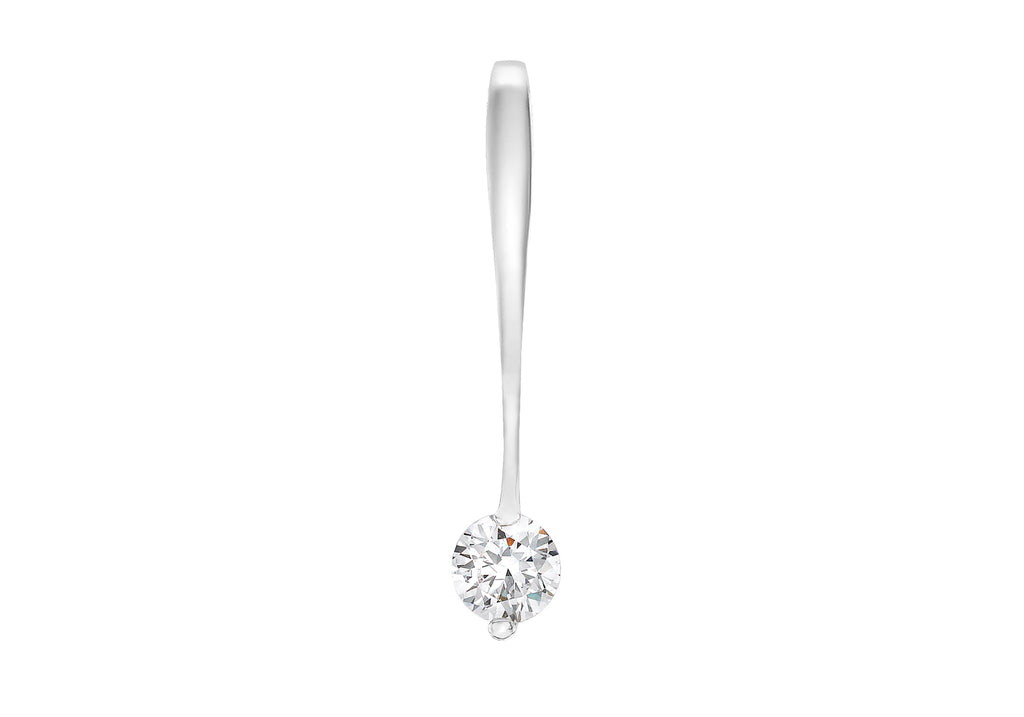 9ct White Gold 5mm Zirconia  Drop Pendant