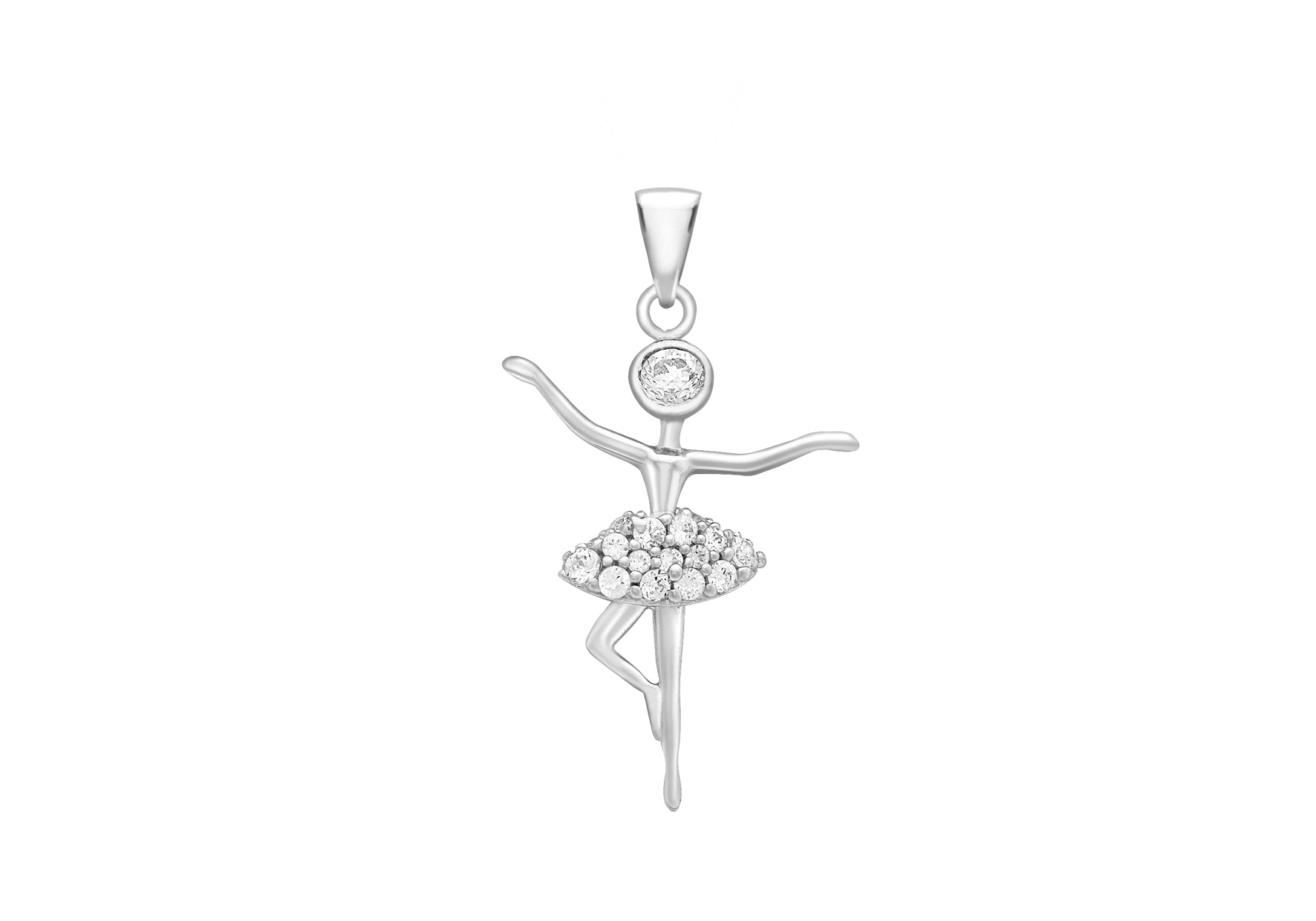 9ct White Gold Zirconia 18mm x 28mm Praning Daner Pendant