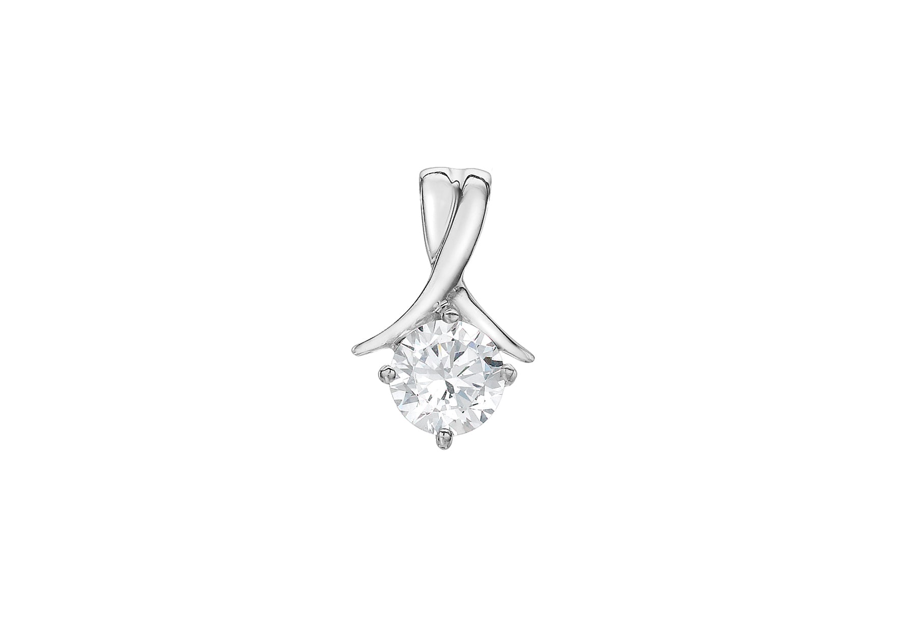 9ct White Gold 6mm Round Zirconia Drop Pendant