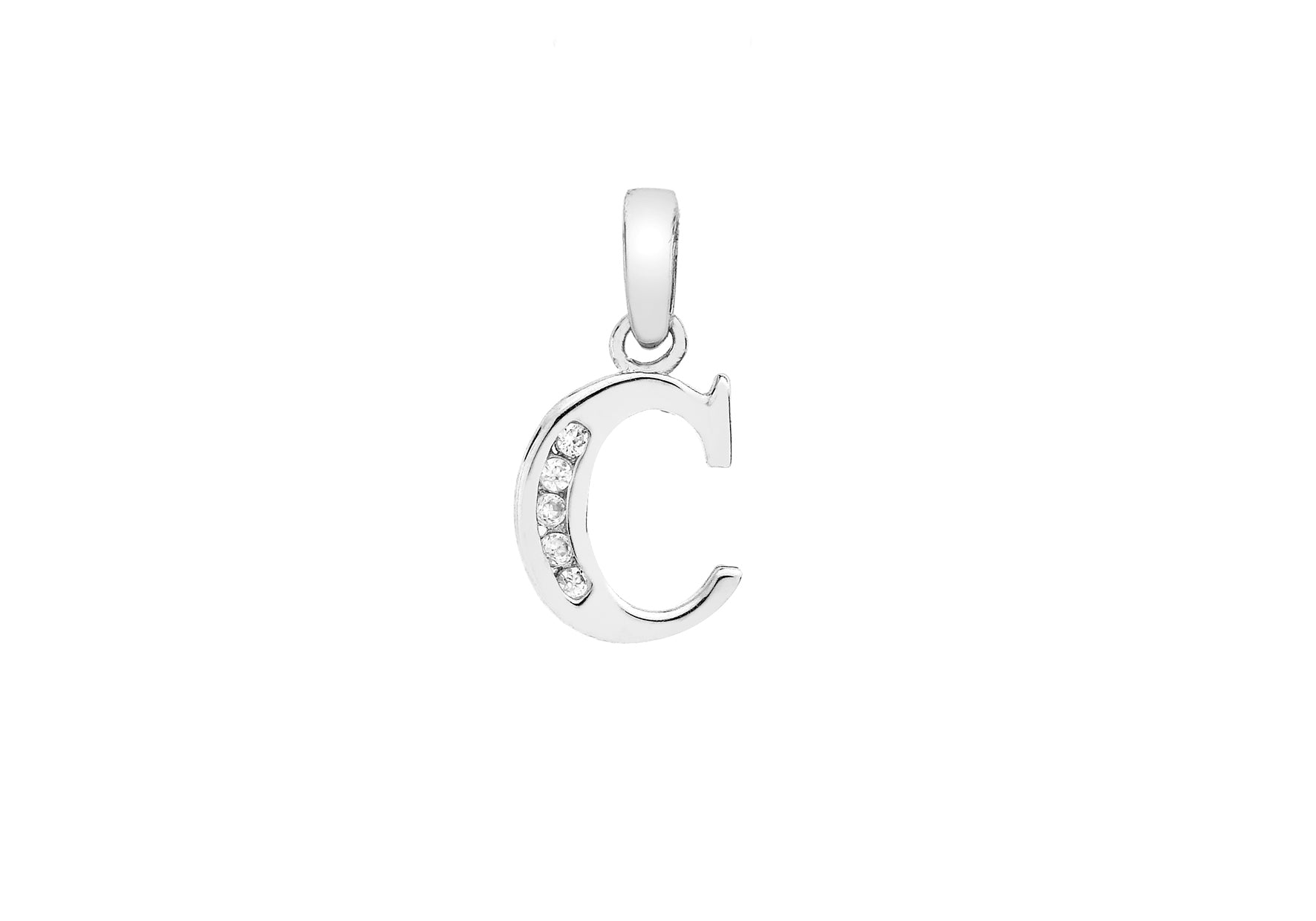 9ct White Gold Zirconia 8mm x 12mm '' Initial Pendant