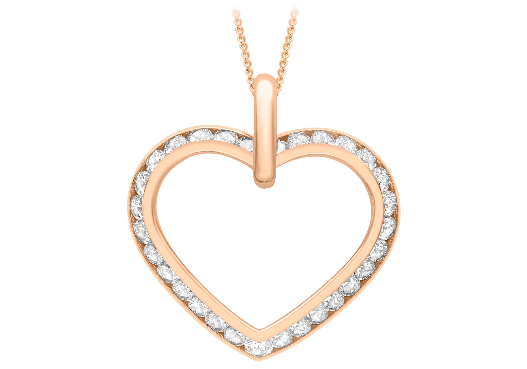 9ct Rose Gold Zirconia OCutline Heart Pendant