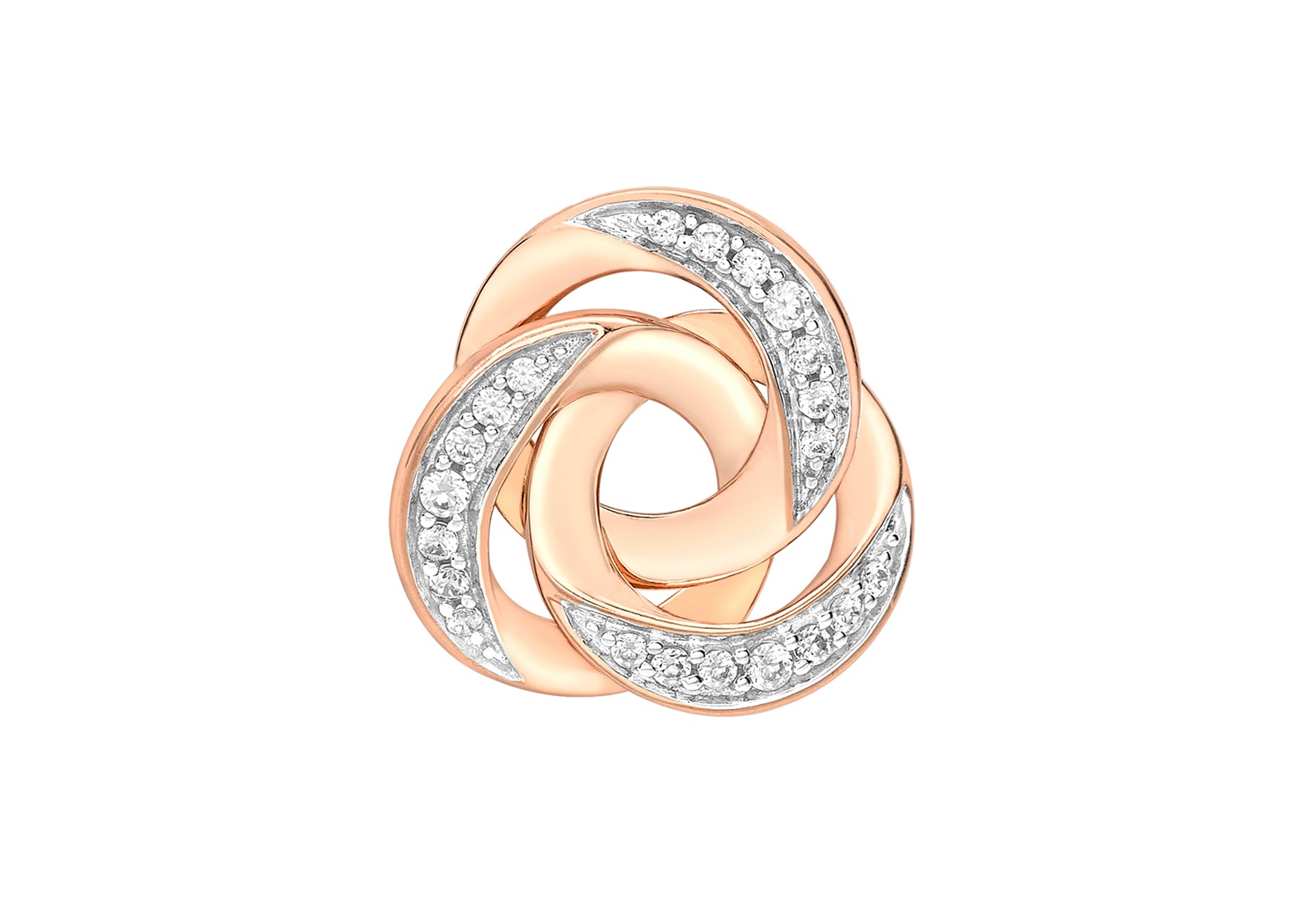 9ct Rose Gold Zirconia 13mm Triple-Linked Rings Pendant