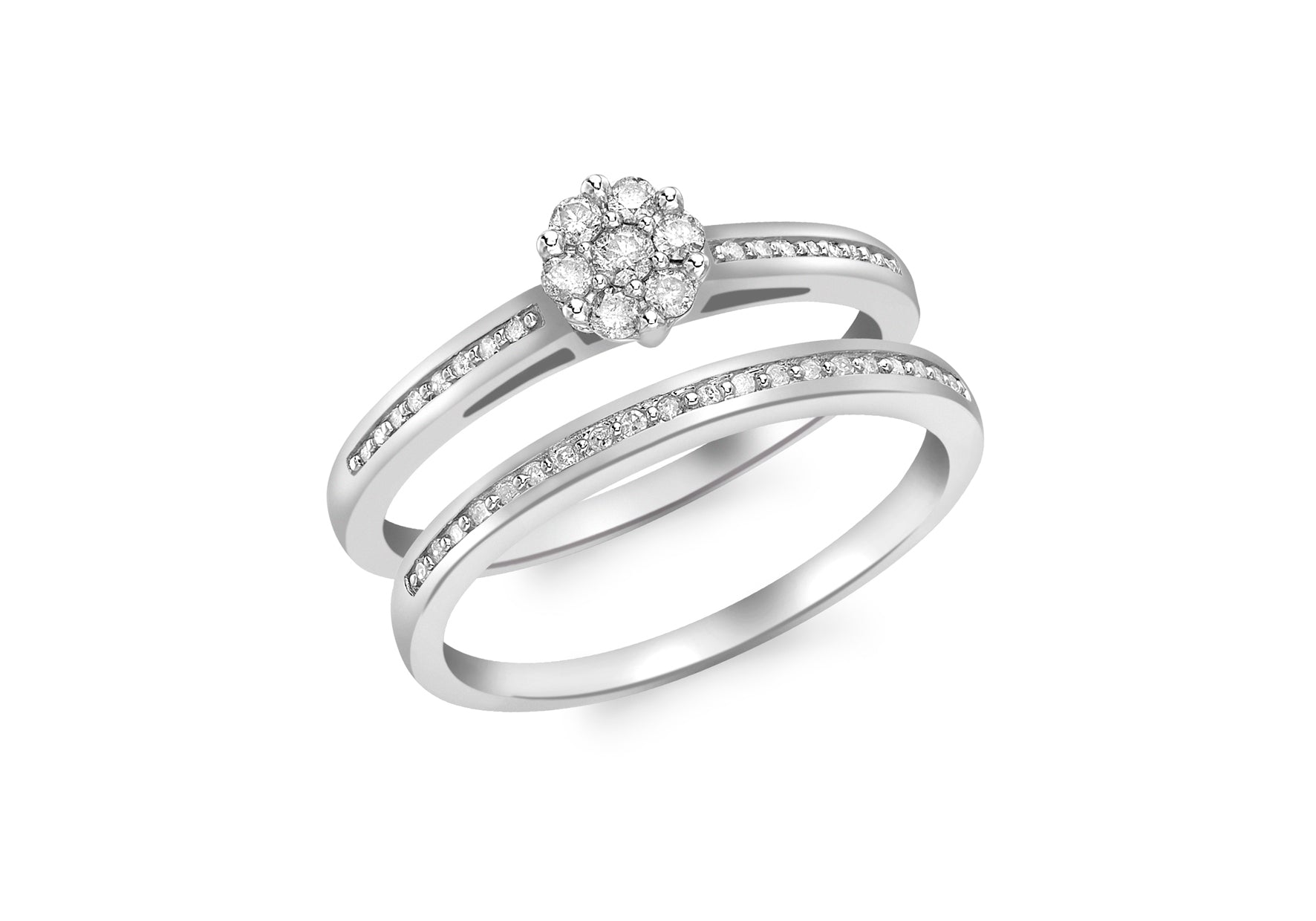 9ct White Gold and Diamonds 2 Ring Set9
