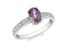 9ct White Gold 0.08t Diamond Oval Mysti Topaz Ring