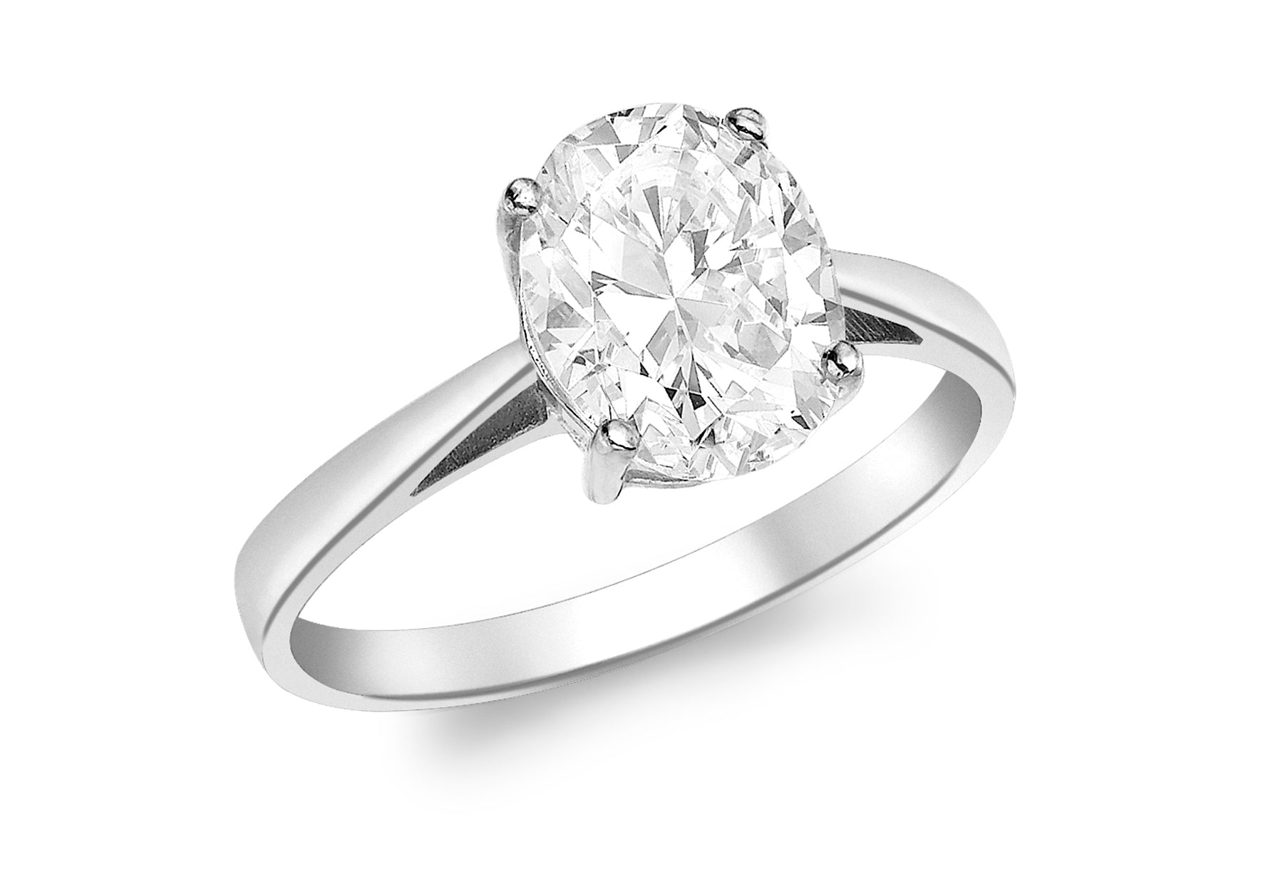 9ct White Gold Oval Zirconia Solitaire Ring