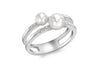 9ct White Gold 0.10ct Diamond and Pearl Double Band Ring