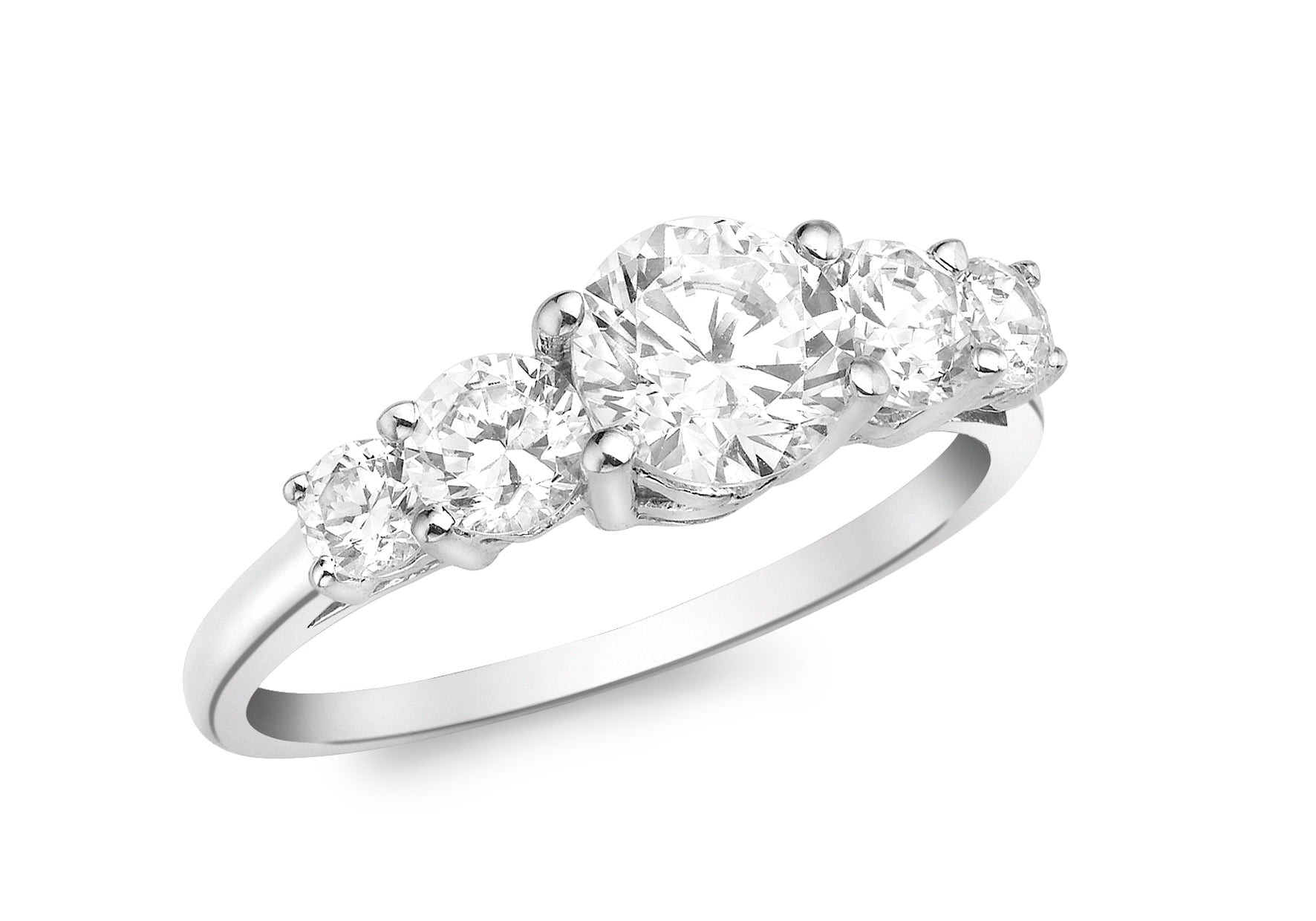 9ct White Gold 5-Zirconia Gradual Eternity Ring