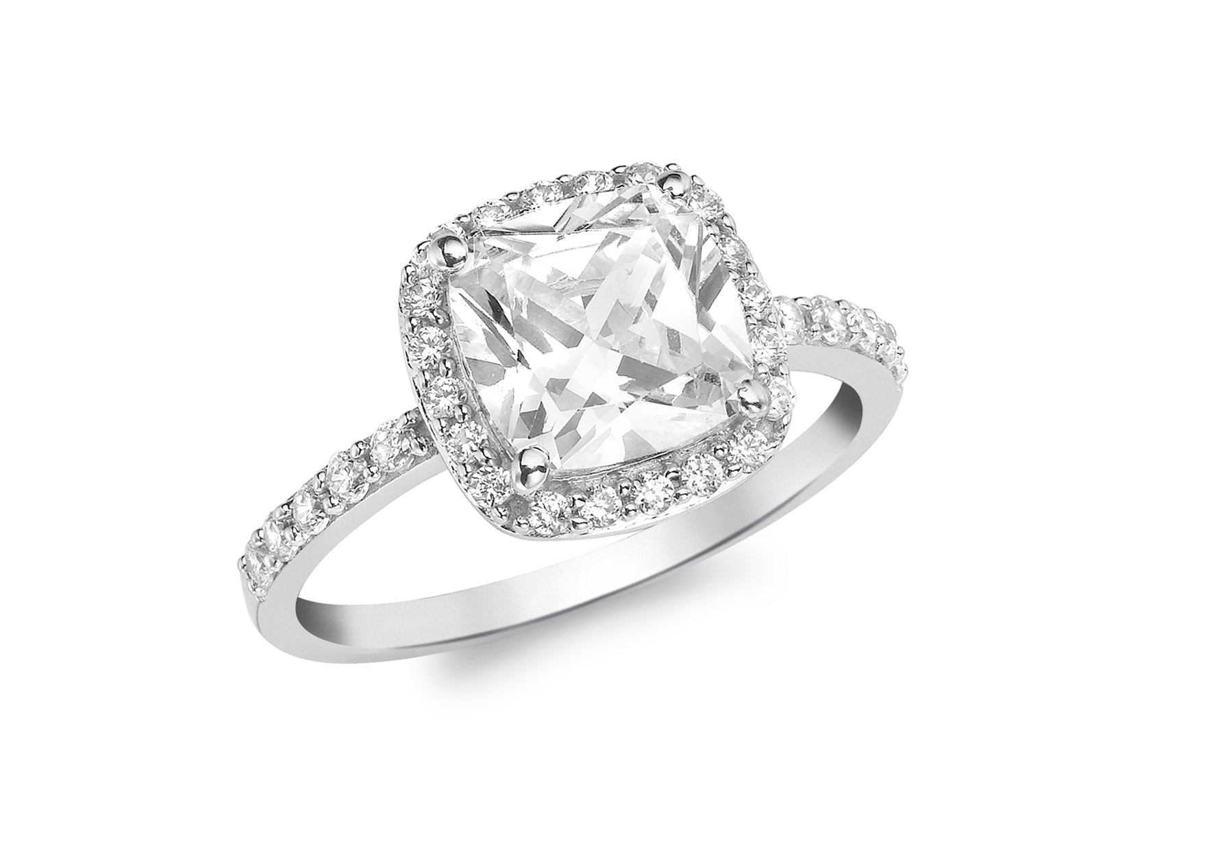 9ct White Gold Square Zirconia Ring