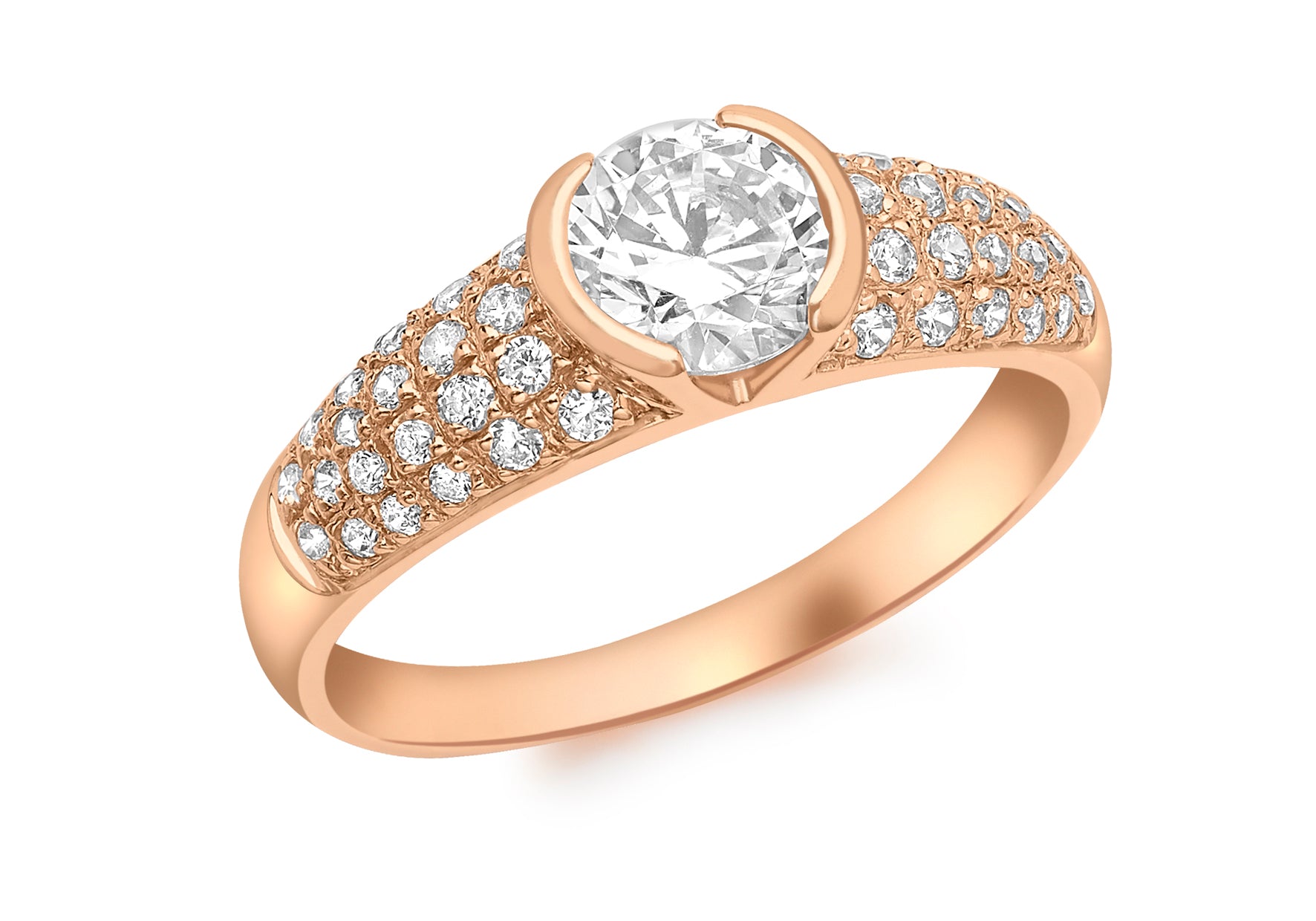 9ct Rose Gold Pave Set Zirconia Ring