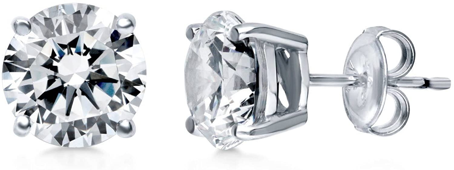Sterling Silver Round Zirconia Claw Stud Earrings