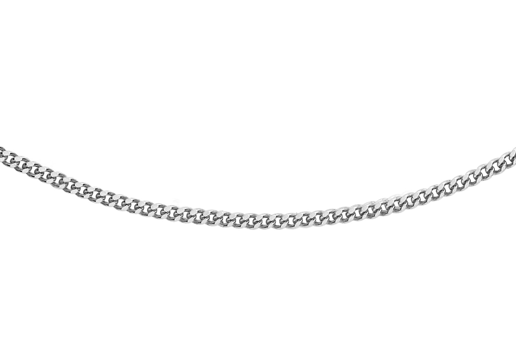 18ct White Gold 30 Diamond Cut Slim Lobster Clasp Curb Chain