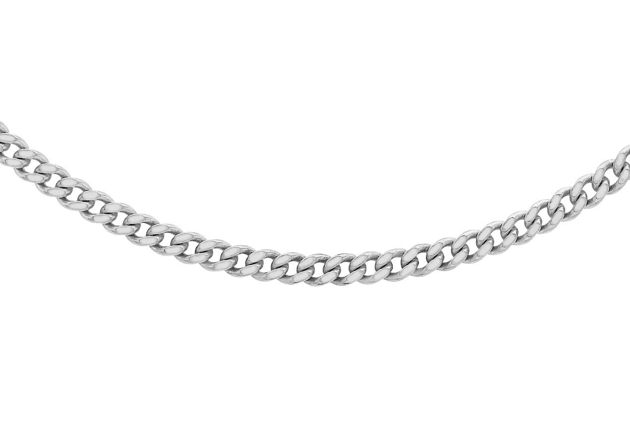 18ct White Gold 40 Diamond Cut Curb Chain