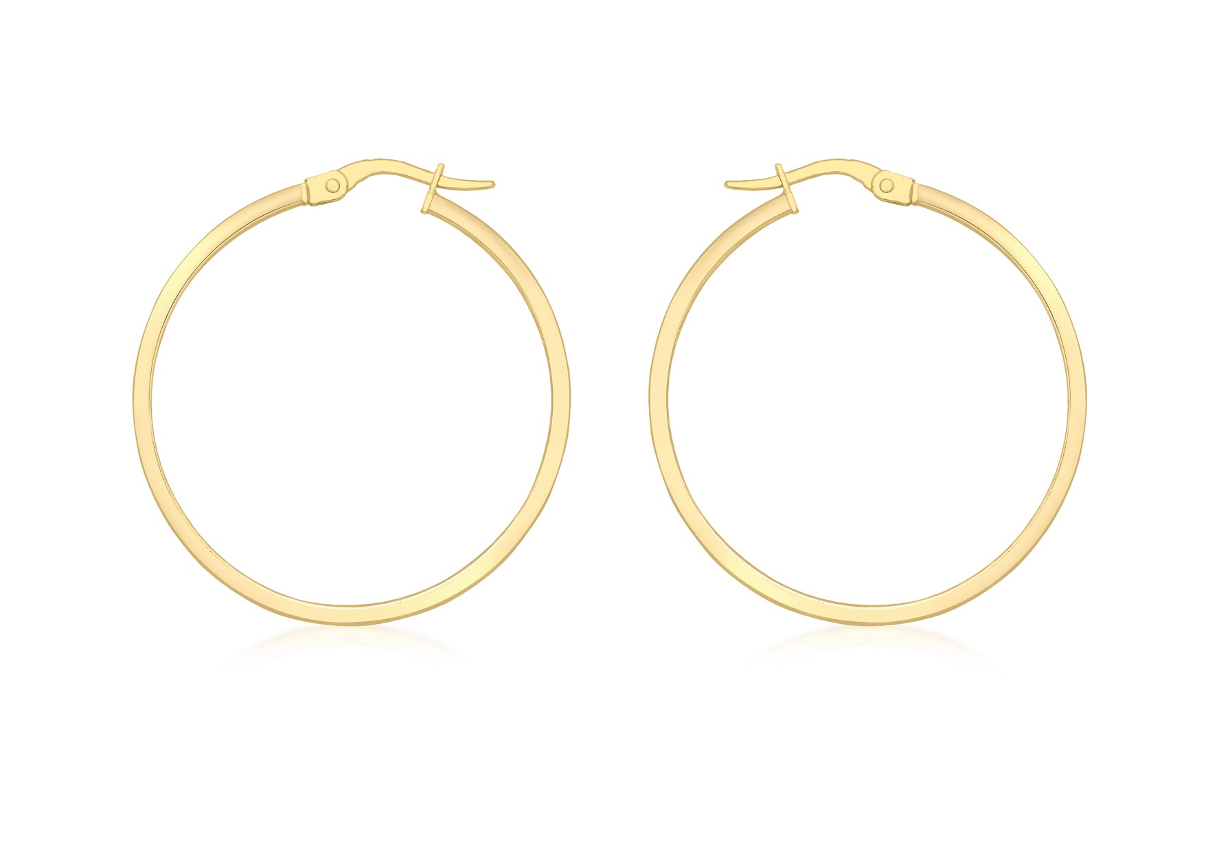 18ct Yellow Gold 30mm Rectangular Tube Creole Earrings