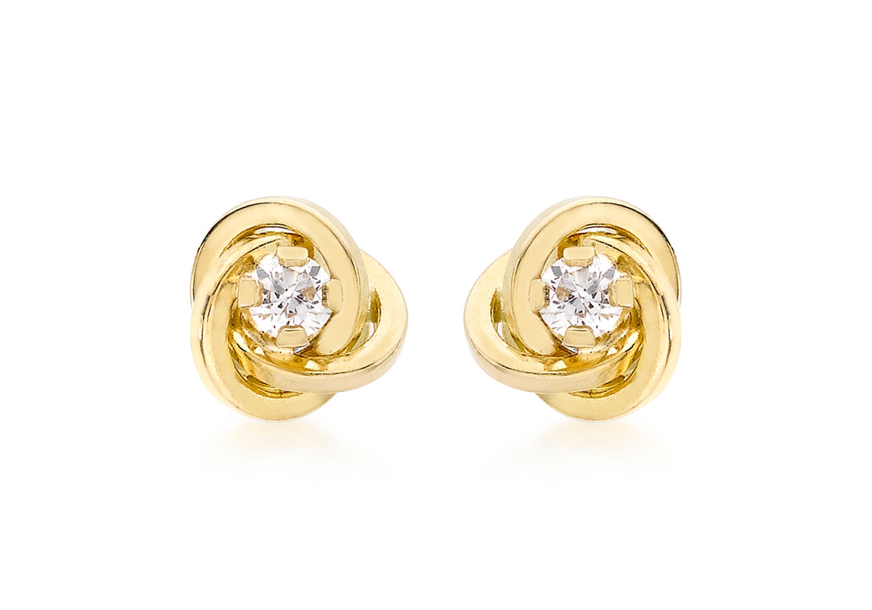 18ct Yellow Gold Zirconia Set Knot Stud Earrings