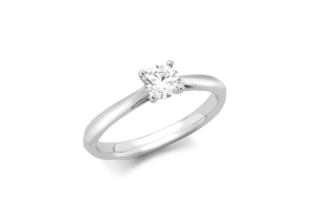 18ct White Gold 0.50ct Lab Diamond Band Solitaire Ring