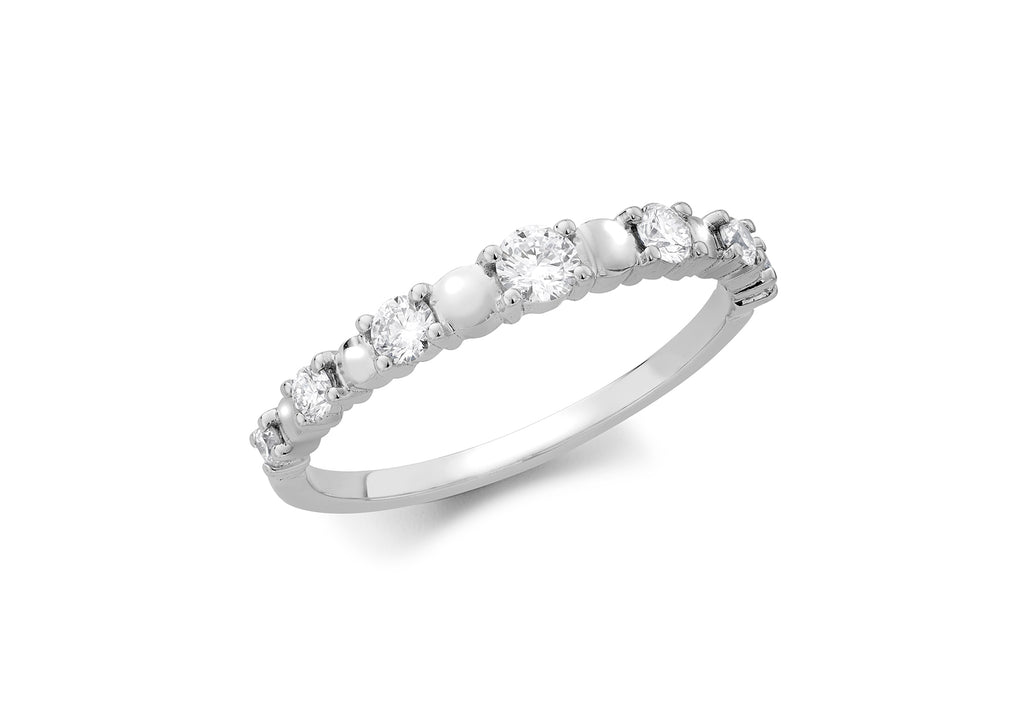 18ct White Gold 0.35ct Diamond Alternating Half-Eternity Ring