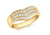 18ct Yellow Gold 0.50ct Diamond Triple Row Wishbone Ring